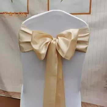 10 шт. чехлов на спинки стульев, атласные чехлы на стулья, большой бант, декор для праздников, свадеб, банкетов, подвязки для стульев для столовой золотистый