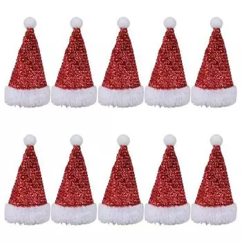 10 шт. Чехлы для вилок-ножей Мини-шляпа Санты Праздничные рождественские украшения для стола Нож