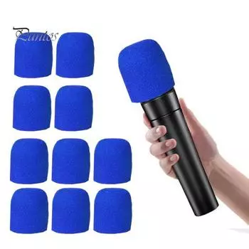 10 шт. чехол для ручного микрофона с губкой, шумоподавлением, моющийся, многоразовый, толстый, цветной, защитный чехол для ветрового экрана микрофона 10 pcs жёлтый