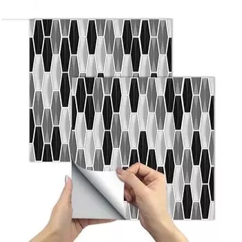 10 шт., черно-белая наклейка на плитку на фартук, виниловое настенное покрытие для кухни, наклейка на мозаичную плитку в метро 15cm*15cm*10Pcs