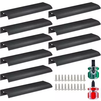 10 шт. черные ручки с задним креплением, алюминиевые скрытые ручки для дома, кухни, гостиной, дверей, ящиков, шкафов, с винтами и отвертками 10pcs