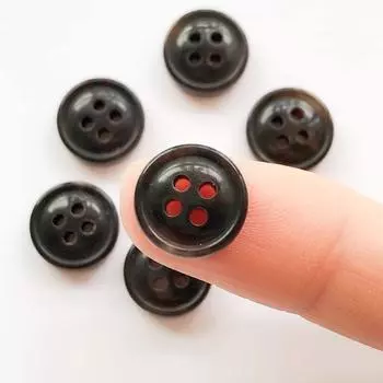 10 шт. черных кнопок из настоящего рога, кнопки с четырьмя ушками, кнопки высокого класса, полный набор кнопок B Home Black * 16L = 10.0 MM * Round * Black