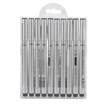 10 шт. черных ручек для рисования разных размеров, водонепроницаемые, без запаха, не выцветают, удобные и прочные ручки-линеры
