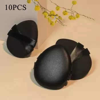 10 шт. Черный кожаный пуховкой для растушевки тональной основы, косметический спонж-аппликатор Beauty Egg, сухой, влажный, двойного назначения, наборы для макияжа