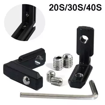10 шт. черный L-образный внутренний угловой кронштейн с винтом и гаечным ключом для алюминиевого экструзионного профиля серии 3030 4040 2020 г. 2020 Series