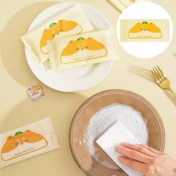10 шт., чистящая ткань с моющим средством, абсорбентом, быстрое обезжиривание, вспенивание, одноразовая тряпка для очистки поверхности с текстурой, повседневный запас жёлтый