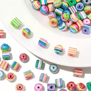 10 шт., цветные полосатые бусины из смолы для изготовления ювелирных изделий, браслет, ожерелье, серьги, телефонная цепочка 12mm 10pcs