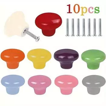 10 шт. цветных симпатичных глянцевых керамических ручек для шкафов, ящиков, комодов и домашних проектов «сделай сам», ручки для комода, 1,26*0,94 дюйма, с крепежными винтами