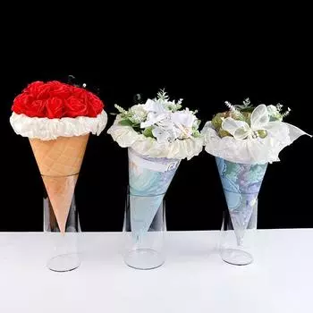 10 шт. Цветочная коробка для вечеринки, подарочная упаковка из утолщенного картона, упаковочная бумага для цветов, рожок для мороженого