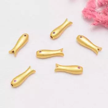 10 шт., цветоустойчивая старинная золотая рыбка, бусина, разделительная гладкая поверхность, инкрустированная цирконием, сквозное отверстие, бусина-бочонок, браслет, ожерелье, подвеска из бисера