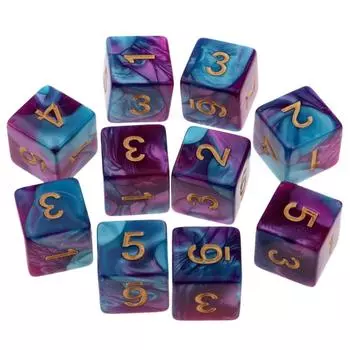 10 шт. D6 многогранные кубики 16 мм, набор двойных цветов, шестигранные кубики, полупрозрачные цвета, кубики, 7 кубиков, полупрозрачные кубики, полный набор
