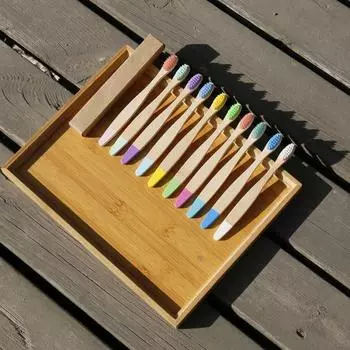 10 шт. деревянная бамбуковая зубная щетка для детей, мягкий инструмент для ухода за полостью рта, инструмент для чистки зубов