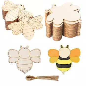 10 шт. Деревянное подвесное украшение в виде пчелы, сделай сам, картина, деревянные поделки для детей, украшение стола на день рождения в стиле пчелы, сделай сам, поделки