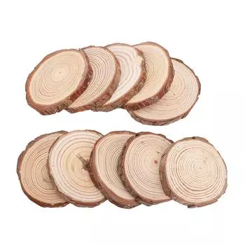 10 шт. Деревянные спилы Многофункциональные поделки Сделай сам Тонко отшлифованные деревянные круги для свадебной вечеринки Праздничный декор