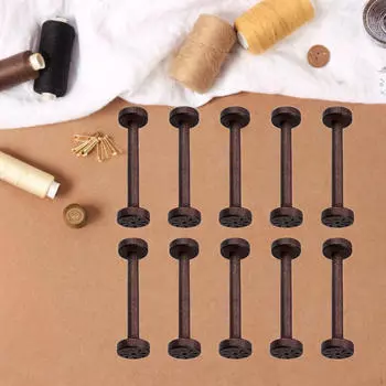 10 шт. деревянных катушек пустые катушки портативные большие деревянные швейные катушки для лент для рукоделия коричневый