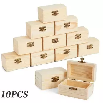10 шт. Деревянный многофункциональный футляр с крышкой, контейнер для хранения ювелирных изделий, коробка для домашнего декора, коробка для хранения ювелирных изделий, ожерелий и колец, органайзер