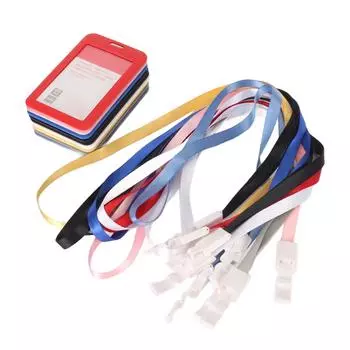 10 шт. держатель для бейджа, разноцветный матовый пластик, закругленный угол, держатель для автобусной карты с ремешком для