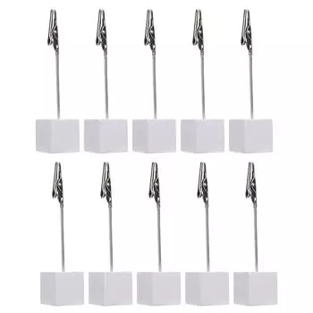 10 шт. держатель для карточек с номером стола, деревянный блок, зажим-крокодил, держатель для фотографий с заметками и напоминаниями, белый