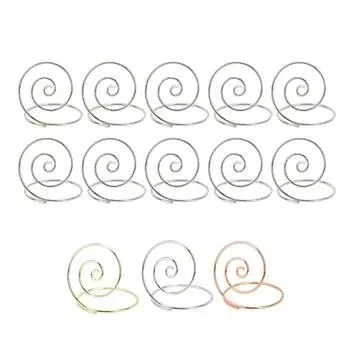 10 шт. держатель для номера стола круглый металлический симпатичный внешний вид легко чистится железный материал настольные зажимы для картинок Silver