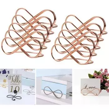 10 шт., держатель для заметок, кувшинка, фигурка 8, настольные держатели для карт, прочные металлические зажимы для заметок для свадебных вечеринок B серебряный