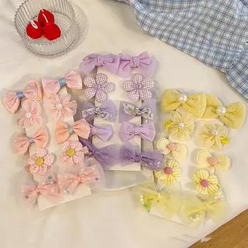 10 шт., детская заколка для волос с бантом, осенне-зимняя заколка для челки, боковые заколки для маленьких девочек, милые детские головные уборы для девочек, заколки для волос розовый