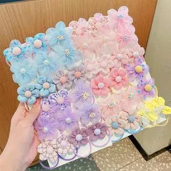 10 шт., детские цветочные милые резинки для волос для девочек, эластичные ленты для волос Bayby, модные аксессуары для волос, новинка 2022 года