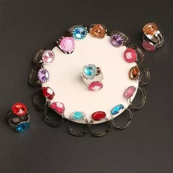 10 шт. детские регулируемые игрушечные кольца в подарок с кристаллами для детей