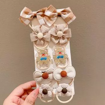 10 шт. Детские резинки для волос с бантом, аксессуары для волос, резинка для волос для высокого хвоста маленькой девочки, не повреждающая волосы, резинка для волос, головной убор Size fits all