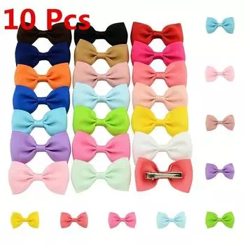 10 шт., детский бант для волос для маленьких девочек, бутик, зажим из кожи аллигатора, лента из репсовой ленты с бантом
