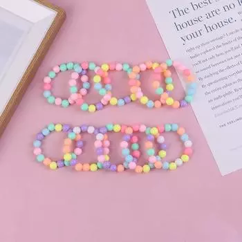 10 шт., детский браслет с подвесками для девочек, детские разноцветные эластичные браслеты из жемчуга и бусин 6mm