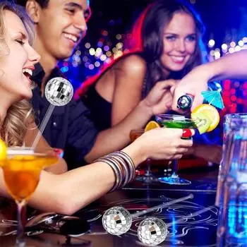 10 шт. диско-шаров, палочек для размешивания коктейлей, палочек для напитков, украшения в стиле диско 70-х годов для дня рождения, свадьбы, девичника, вечеринки, домашнего бара