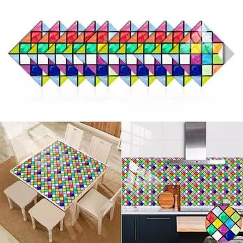 10 шт. DIY красочные мозаичные наклейки на стену имитация кирпича украшение для спальни водонепроницаемые самоклеящиеся плиточные обои декор для кухонного шкафа 10cm10cm10pcs