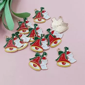 10 шт. DIY милый сплав Рождественский кулон Санта-Клаус ручная работа рождественские украшения колокольчик ожерелье масляная капельница Рождественская елка ювелирные изделия аксессуары ручной работы Glove