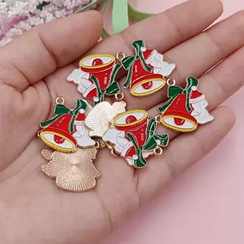 10 шт. DIY милый сплав Рождественский кулон Санта-Клаус ручная работа рождественские украшения колокольчик ожерелье масляная капельница Рождественская елка ювелирные изделия аксессуары ручной работы Glove