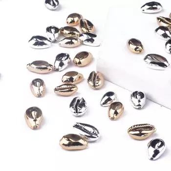 10 шт. позолоченных/посеребренных бусин из ракушек для самостоятельного изготовления украшений каури золотой