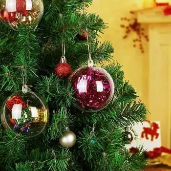 10 шт. DIY рождественские прозрачные шарики полые пластиковые наполняемые безделушки елочные подвесные украшения для дома вечеринка подарки коробка украшения 10pcs 7cm