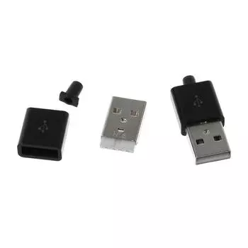 10 шт. DIY USB 2.0 Тип A Мужской 4P Разъем адаптера Разъем с пластиковым корпусом