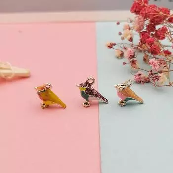10 шт. DIY ювелирные аксессуары эмаль 3D маленький воробей красочные сорока птица подвески подвески подходят для женщин браслеты изготовление сережек 10pcs коричневый