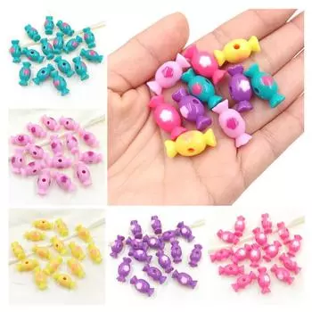 10 шт. DIY ювелирные материалы акриловые вертикальные отверстия для браслета и ожерелья аксессуары для изготовления цветов конфеты бусины модные аксессуары розовый