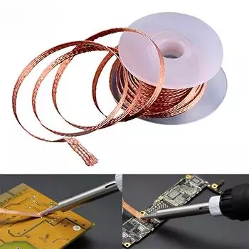 10 шт. Длина сварочных проводов, сетка для распайки, оплетка, медная сварочная точка, инструмент для удаления припоя, инструмент для ремонта проводов для пайки 1.5mX1mm-1pcs