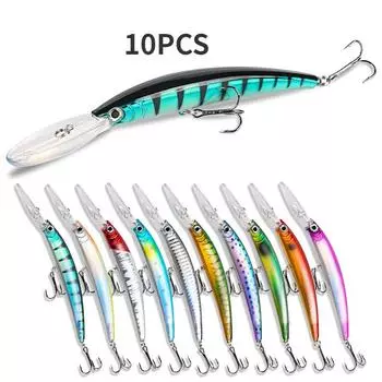 10 шт., для дайвинга, 17,5 см, 16 г, имитация звука, искусственная приманка, пресноводная морская рыбалка, приманка с блестками 10PCS