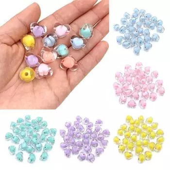 10 шт. для ювелирных изделий, ожерелий, сережек, маркировки, модных, ручных, сделай сам, материал, акриловые сердечники, персиковые бусины, прозрачные, браслеты, аксессуары зелёный