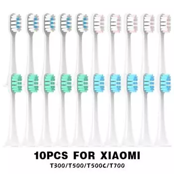 10 шт. для XIAOMI MIJIA T300/T500/T500C/T700 Сменные насадки для щеток Sonic Electric Tooth Мягкие колпачки для щетинок Вакуумные насадки для упаковки зелёный