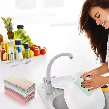 10 шт., домашнее кухонное утолщенное впитывающее воду коралловое бархатное полотенце для мытья посуды