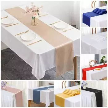 10 шт. дорожка для стола для свадебной вечеринки в стиле бохо, атласная, однотонная, устойчивая к пятнам, многоразовая защита стола шампанского