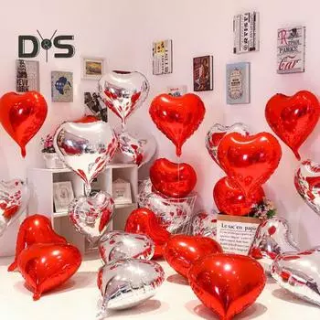 10 шт. достаточное количество пентаграмм фольгированные шары анти взрыв привлекательные сердечные праздничные шары аксессуары для дня рождения Heart золотистый