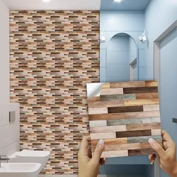 10 шт., древесная плитка, напольная наклейка, кухонный шкаф, шкаф, ванная комната, ремонт дома, пилинг и наклейка, обои с матовой поверхностью 10cmX10cmX10pcs