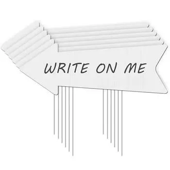 10 шт. дворовых знаков, пустые знаки со стрелками и кольями 43,18 x 15,24 см, свадебные указатели для двора с кольями, стрелка «в эту сторону», знаки для вечеринок на день рождения со стрелкой белый