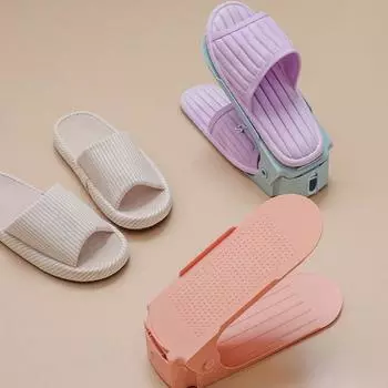 10 шт., двухслойная нескользящая полка для хранения обуви, регулируемая по высоте, компактный держатель для обуви, обувь на высоком каблуке, обувь на плоской подошве синий