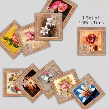 10 шт. европейский ретро цветок плитка наклейка кухня щиток маслостойкая ванная комната водонепроницаемый домашний декор наклейки на стены пилинг палка художественная роспись 10X10cmX10Pcs